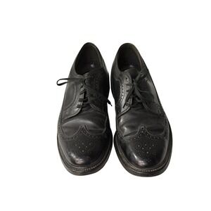 Premier Collection Mens Black Pebbled Leather‎ Wingtip Oxford Shoes Size 11 D